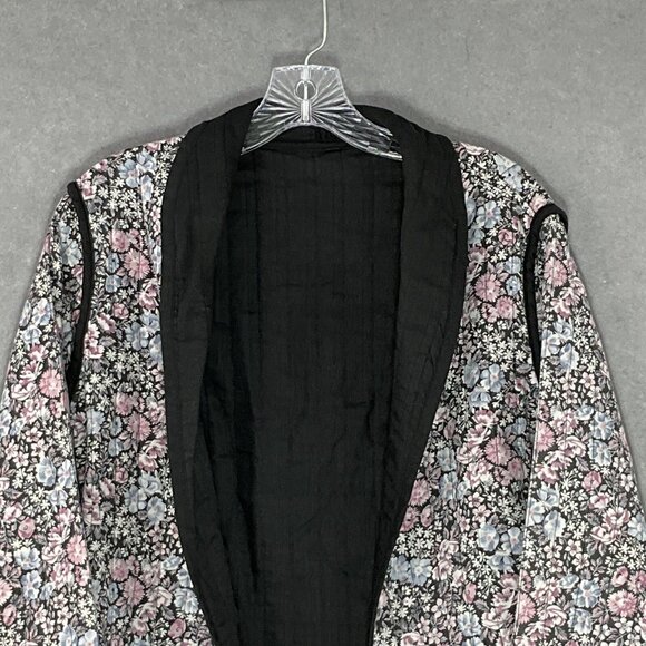 Quilted Jacket Womens Sz L/XL? Dark Floral Lightweight‎ Cropped Cottagecore - Picture 3 of 10
